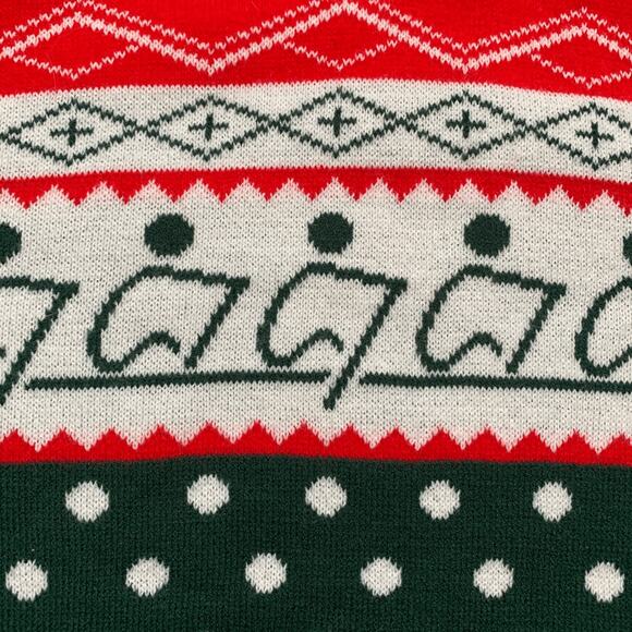 Square Blades Rowing Holiday Sweater Green Red Fair Isle Polka Dot Crewneck - Picture 3 of 7